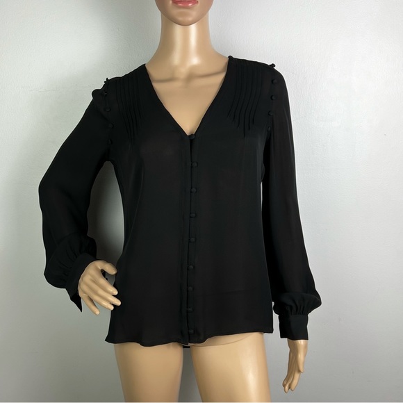 NEW PAIGE REVOLVE BLACK LONG SLEEVE SILK TOP - Picture 2 of 8